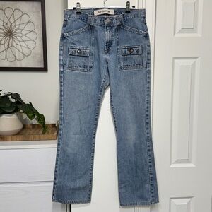 {GAP Vintage} "Utility Jean" Blue Mid Rise Cargo Straight Leg Y2K 90s Denim